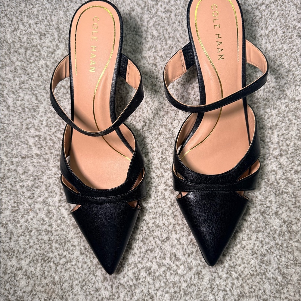 Cole Haan Women's Black Strappy Pointed Heels